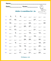 Skip counting by 2s sheet1