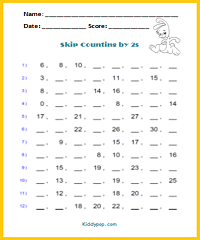 Skip counting by 2s sheet4