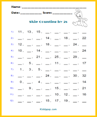 Skip counting by 2s sheet5