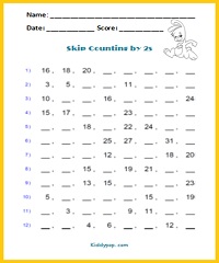 Skip counting by 2s sheet6