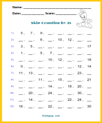Skip counting by 2s sheet7