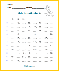 Skip counting by 2s sheet8