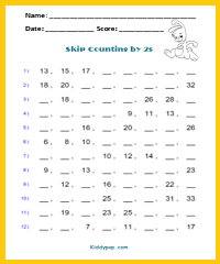 Skip counting by 2s sheet9